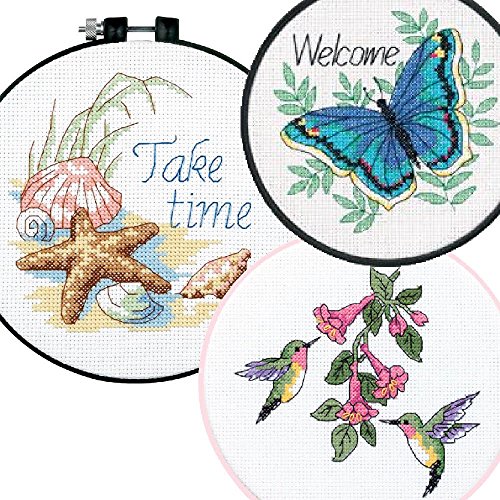 LGS 3 Item Learn-A-Craft Bundle: Take Time, Butterfly and Hummingbird Cross Stitch Kits Bundle