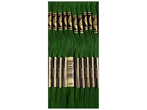 DMC Thread 6-Strand Embroidery Cotton 8.7 Yards Very Dark Forest Green 117-986 (12-Pack)