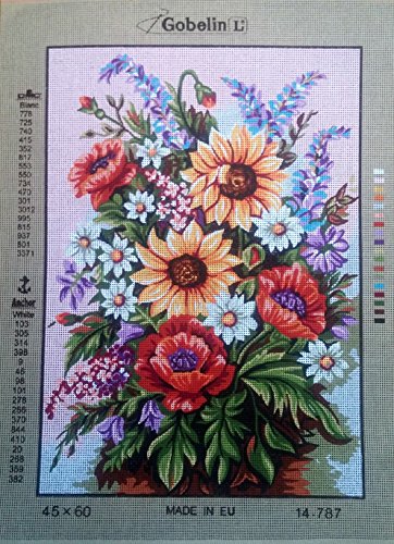 GOBELIN L Assorted FLOWRS in A VASE Needlepoint Canvas