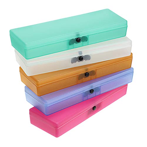 BTSKY 5 Pack Colorful Plastic Pencil Box Sketch Pencil Case Plastic  Stationery Case with Snap Closure for Pencils, Pens