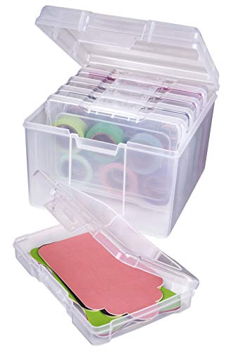 ArtBin Photo & Craft Organizer Set Large Box with [5] Plastic Storage Cases Inside Clear, 5 Count