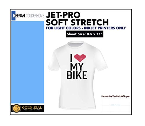 Neenah Coldenhove Jet-Pro SS Soft Stretch Iron On Heat Transfer Inkjet Papers for Light Fabrics 100 Sheets 8.5 x 11