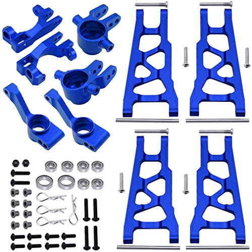 Hobbypark Aluminum Steering Blocks Caster Blocks C-Hubs Stub Axle Carriers and Alloy Suspension Arms Set (Front & Rear) for
