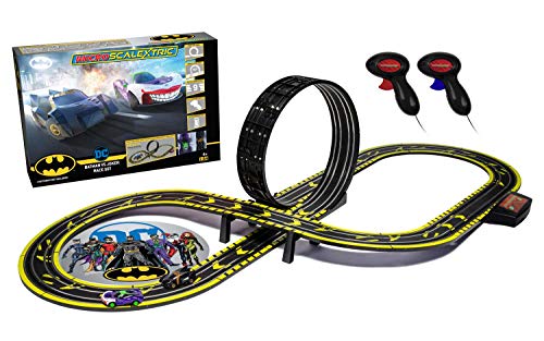 Scalextric Micro Scalextric Justice League Batman vs Joker Battery Powered 1:64 Slot Car Race Track Set G1155T