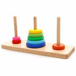pioneering wooden tower of hanoi intellectual toy brain teaser 8 rings hanoi tower