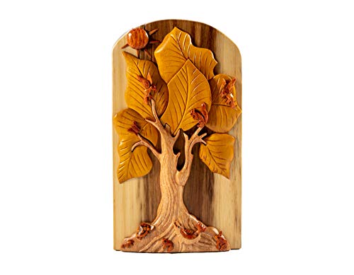 Carver Dan's Shop Tree of Life Memories Hand-Carved Puzzle Box with No Paints! No Stains! Hidden Felt Lined Interior That hides Jewelry, Gift