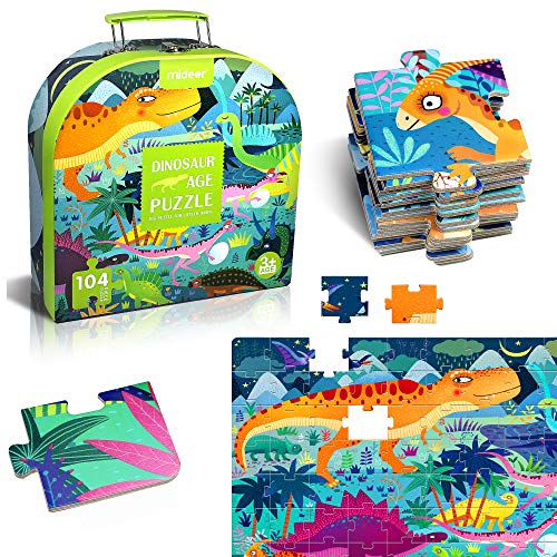 YOGEON 104 Piece Jigsaw Puzzles for Kids 3-8 Puzzles for Toddler Dinosaur Puzzle Children Learning Preschool Educational