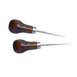 ZLKSKER (Pack of 2) Wooden Handle Scratch Awl for Leather Punch Hole or DIY Handmade (Gourd Awl) (2)
