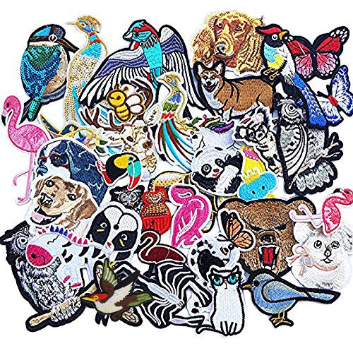Libiline Kid Embroidered Flamingo Owl Panda Fish Dog Cat Bird Bear Butterfly Bee Patch Sew On/Iron On Patch Applique Clothes