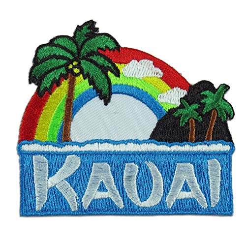 KC Hawaii Hawaii I Love Kauai Rainbow Palm Iron-On Embroidery Applique Patch
