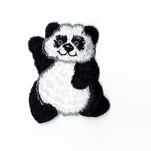 Wholesale Applique Panda Bear Waving Iron On Embroidered Applique Patch