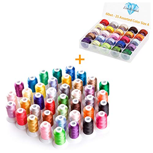 Simthread Embroidery Thread Essential Pack Bundle | Brother 40 Colors Kit & Assorted Prewound Bobbins