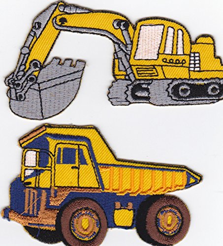 patch Iron on Patch Embroidered Patches Application Digger and Tip Truck Building Site Construction
