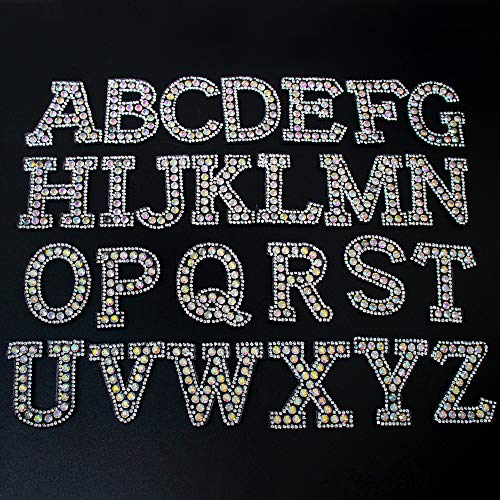 Sorrento Crafts 26 Pcs A-Z Rhinestone Letter Patch Alphabet Applique 3D Sew  On Letters Patch for Clothing Badge (Style 13 2-5.2cm)