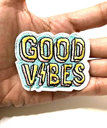PRK 14 Small Cute Good Vibes Iron on Patches for Jackets Backpacks Jackets Hats Vest Jeans patchs Accessory for Men Women Unisex