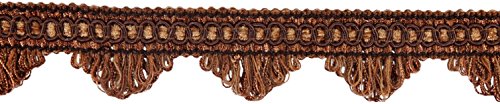DecoPro Decorative Mocha Scallop Fringe Gimp Braid, 1.5 Inch, Style# SF0150 Color: Brown DB2 (Sold by The Yard)