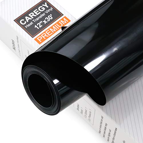 CAREGY Heat Transfer Vinyl HTV for T-Shirts 12 Inches by 30 Feet Roll  (Black)