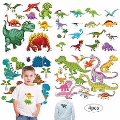 Ceresa Inc Kids Iron on Patches Heat Transfer Decals Dinosaur Stickers Cute Animal Appliques for Jackets Jeans T-Shirts Backpacks