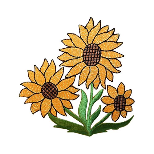 Cool-Patches ID 6013 Sun Flowers Patch Summer Seed Blossom Bloom Embroidered Iron On Applique