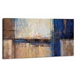Pogusmavi Large Abstract Canvas Wall Art Decor for Living Room Office Brown Blue Themed Picture Prints Artwork Big Home Bedroom Wall