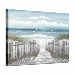 Artistic Path Abstract Beach Picture Wall Art: Seascape Artwork Seaside Path Canvas Painting for Living Room (36'' x 24'' x 1 Panel)