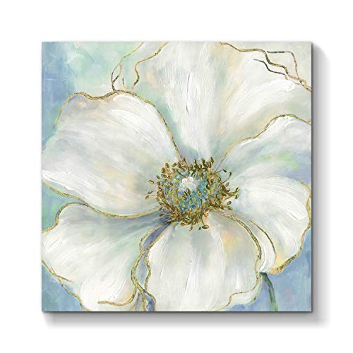TAR TAR STUDIO Abstract Flower Painting Wall Art: Floral Artwork Hand Painted Picture on Canvas for Bedroom ( 12'' x 12'' x 1 Panel )