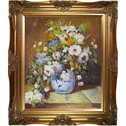 Overstock Art overstockArt Grande Vase Di Fiori by Pierre-Auguste Renoir Hand Painted Oil on Canvas with Brasovia Frame, 26.5" x 30.5",