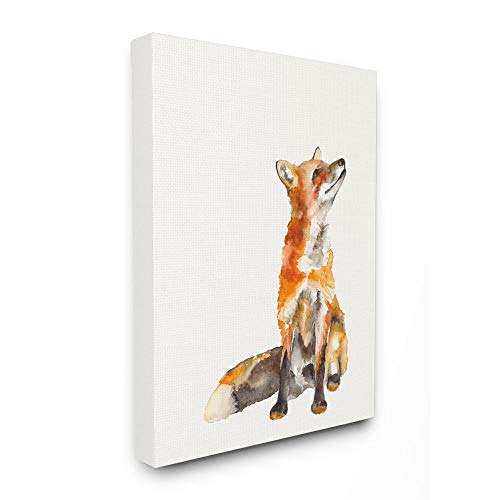 Stupell Industries Curious Fox Watercolor Orange Animal Painting, Design by Jennifer Goldberger Wall Art, 16 x 20, Canvas