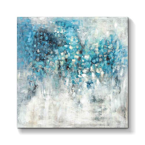 TAR TAR STUDIO Abstract Wall Art Canvas Artwork: Blue Abstract Painting Picture on Canvas for Bedroom