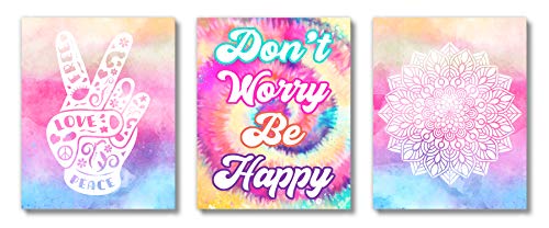 Brooke & Vine VSCO Tie Dye Girls Room Wall Decor Art Prints - (UNFRAMED 8 x 10) - Peace, Love, Mandala, Boho, Girl Teen Tween