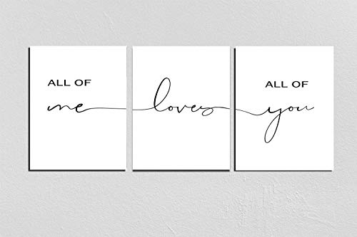 TSD Studio Set of 3 Prints,All Of Me Loves All Of You Print,Bedroom quotes,Above bed print,Nursery Decor,Set Of 3 Prints,Couple Print