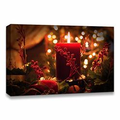 NWT IDEA4WALL Canvas Wall Art Christmas Candles for Celebration Painting Artwork for Home Prints Framed - 24x36 inches