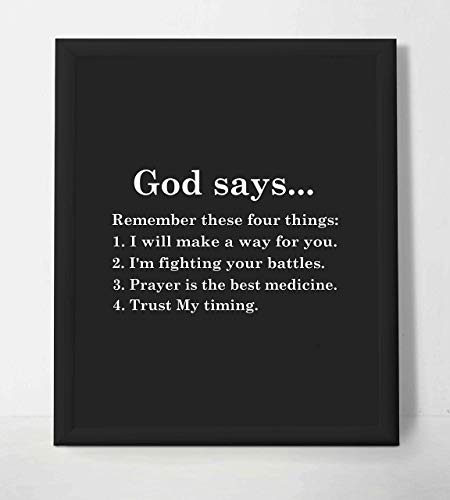 American Luxury Gifts â€œGod Says-Remember These Four Things" Inspirational Wall Print-8 x 10"- Modern Typographic Design-Ready to Frame. Christian