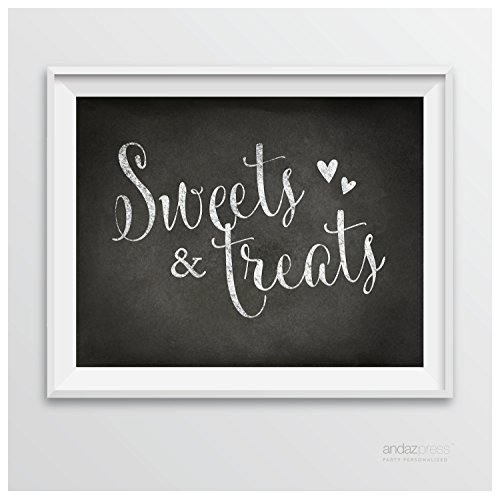 Andaz Press Wedding Party Signs, Vintage Chalkboard Print, 8.5-inch x 11-inch, Sweets & Treats Dessert Table Sign, 1-Pack,