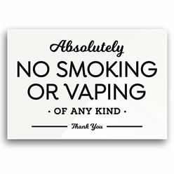 Reilly Originals 3.5" x 5" inch Elegant sign Absolutely No Smoking Vaping of Any Kind Home restaurant office bar cafÃ© eatery compliance