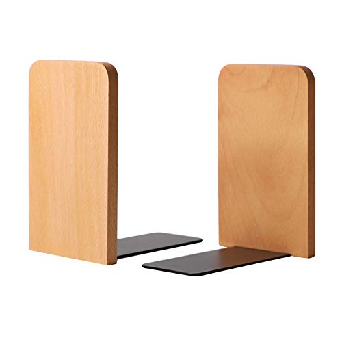 muso wood Office Bookends, Wooden Art Book Ends for Book Stand, 5.1" H x 3.2" W x 4" L(Beech S)