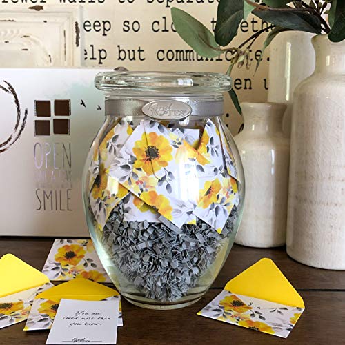 KindNotes Glass Keepsake Gift Jar with Sympathy Messages - Morning Glory Design