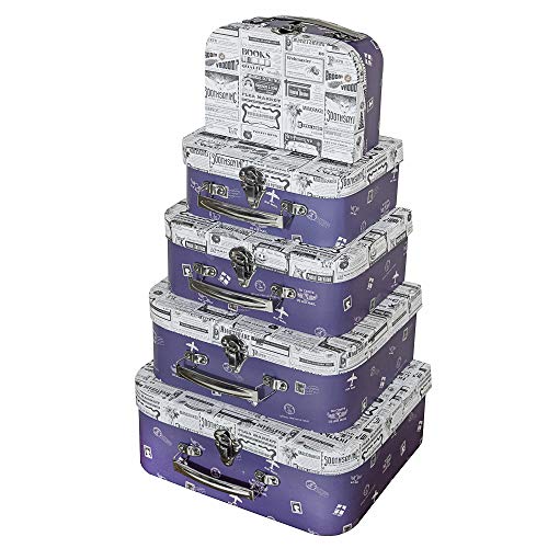 Soul & Lane Decorative Storage Cardboard Suitcase Boxes (Set of 5