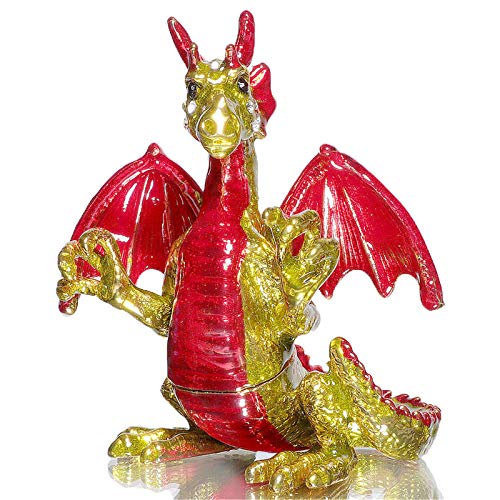 Waltz&F Dragon Jeweled Trinket Box Hinged Hand-Painted Ring Holder Animal  Figurine Home Decoration