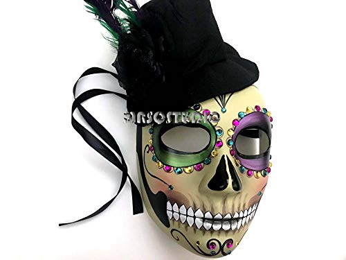 MasqStudio Full Face Dia de Los Muertos Mardi Gras Masquerade Flower Mask Day of The Dead Wear or Deco (Pair for 2 Masks)