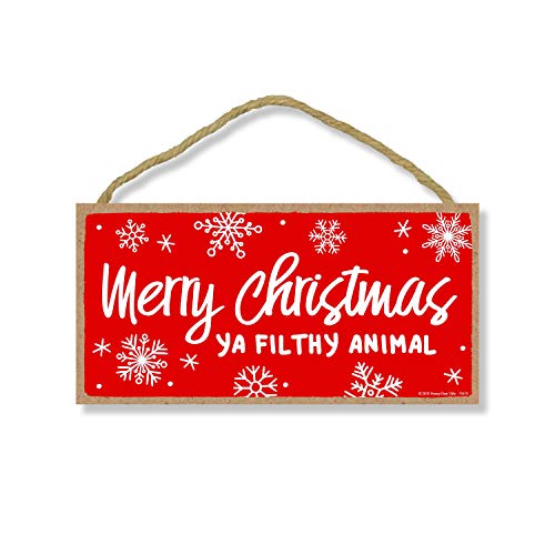 Honey Dew Gifts Merry Christmas Ya Filthy Animal- 5 x 10 inch Hanging Funny  Inappropriate Signs, Wall Art, Decorative Wood