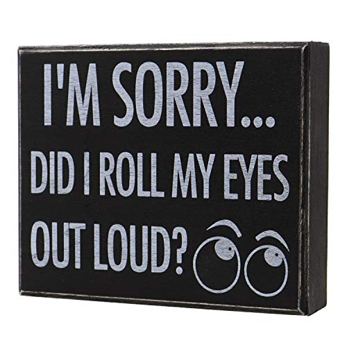 JennyGems Funny Wood Sign - I'm Sorry Did I Roll My Eyes Out Loud - Funny Wooden Sign - Shelf Knick Knacks