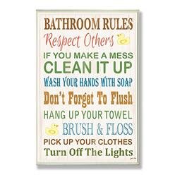 Stupell Industries Rules Typography Rubber Ducky Bathroom Art Wall Plaque, 13 x 19, Design by Artist Janet White