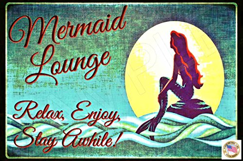 Alotaloha Mermaid Lounge! Made in USA! 8"x12" All Weather Metal Margaritaville Beach Decor