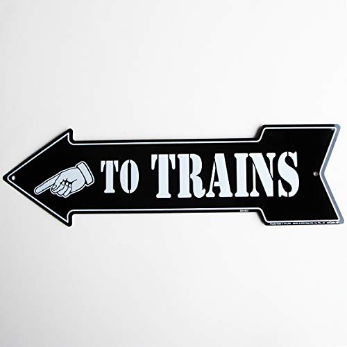TG,LLC Treasure Gurus to Trains Arrow - tin Metal Train Sign