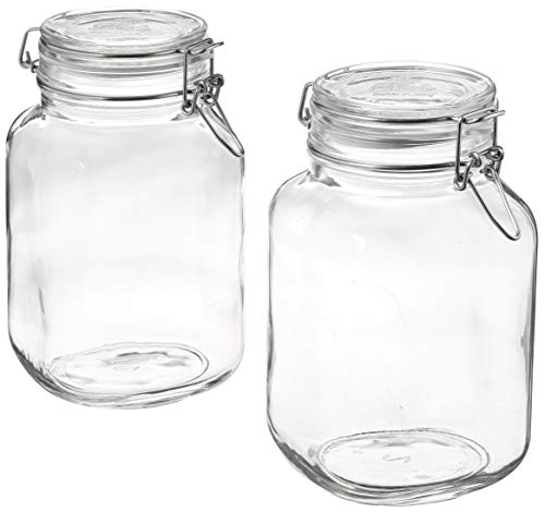 Bormioli Rocco 149240M02121197 Fido Glass Canning Jar Italian 67Â¾ oz-2 Liter (2 Pack), (Pack of 2), Clear