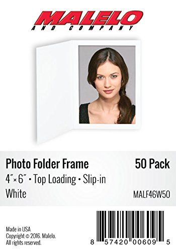 Malelo and Company Cardboard Photo Folder Frame 4x6 - Pack of 50 - White