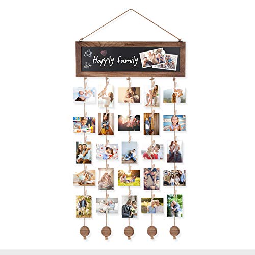 Bikoney Picture Frames Collage Photo Hanging Display Picture Board Wood Rustic Frames for Wall Decor with Blackboard and 30