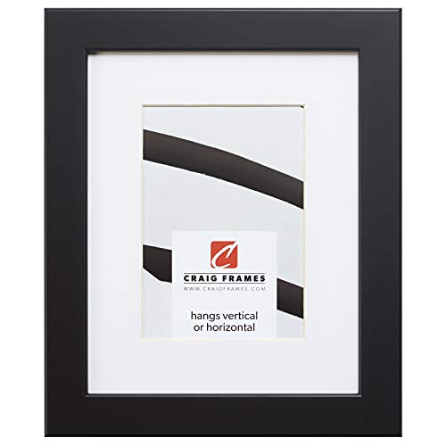 Craig Frames Inc Craig Frames 26273 22 x 28 Inch Black Satin Picture Frame Matted to Display an 18 x 24 Inch Photo