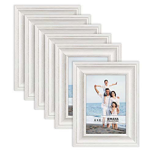 Icona Bay 4x6 Picture Frames (6 Pack, Farmhouse White) Picture Frame Set,  Wall Mount or Table Top, Omaha Collection